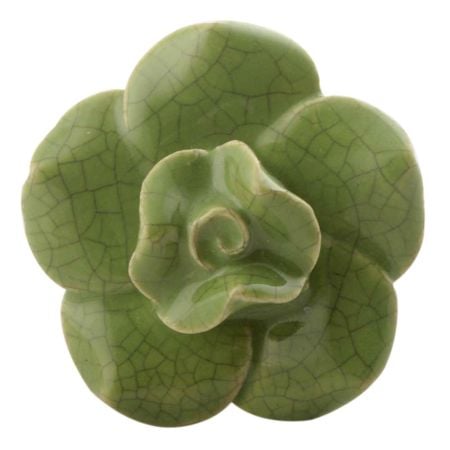Pea Green Crackle Rose Flower Ceramic Knobs Online